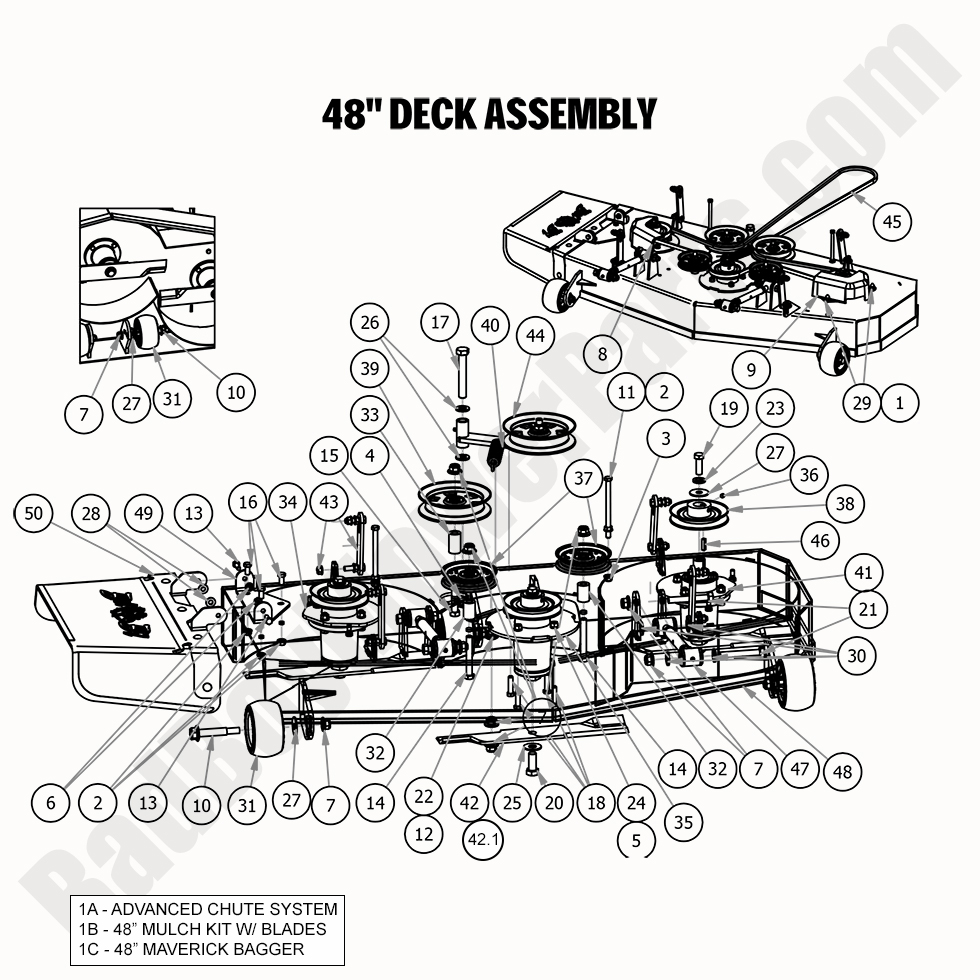 2215 - Bad Boy Mower Parts Lookup > 2020 > Maverick > 48\" Deck Assembly